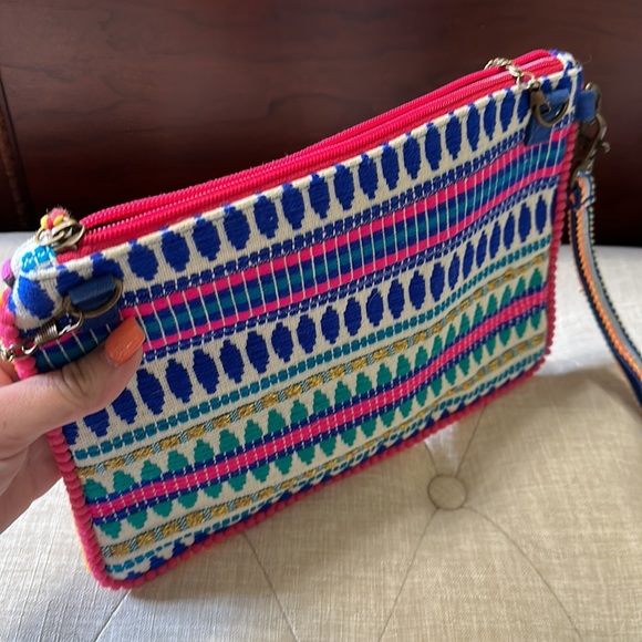 Steven By Steve Madden Elli Colorful Embroidered 3 Way Clutch, Pink Multi - Picture 6 of 9
